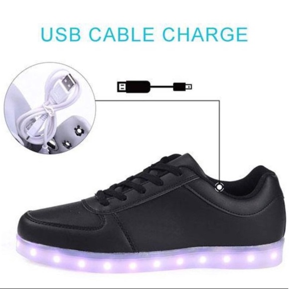 Black Patent Leather Light Up Sneakers LED - Picture 6 of 7